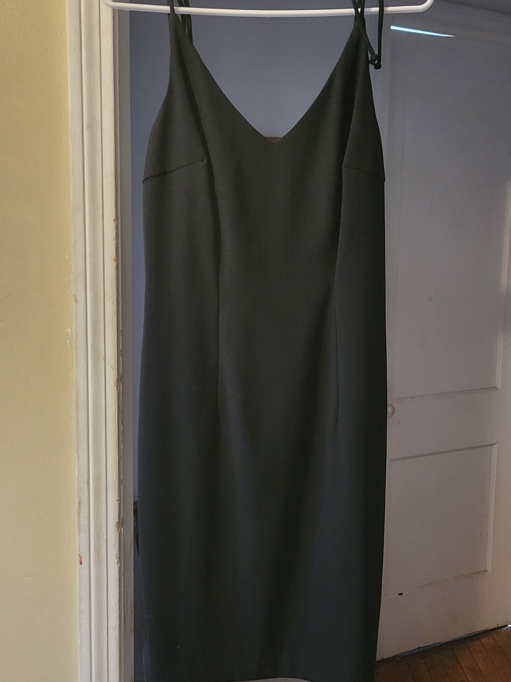 Classic Black Slip Dress - Women's V-Neck Dress
